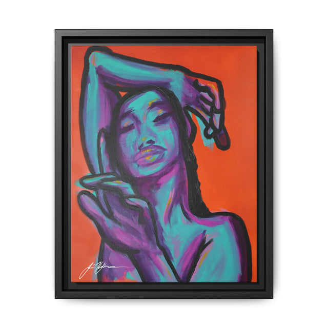 Neon Woman — Matte Canvas Print (Framed)