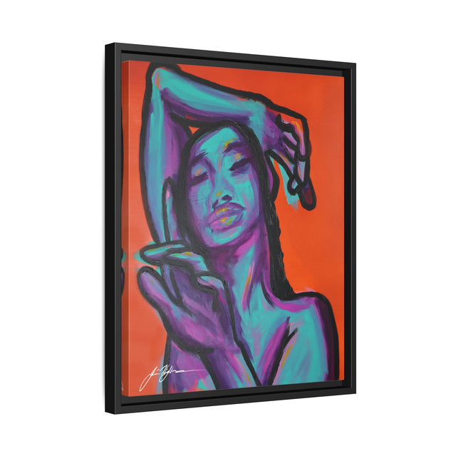 Neon Woman — Matte Canvas Print (Framed)