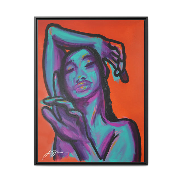 Neon Woman — Matte Canvas Print (Framed)
