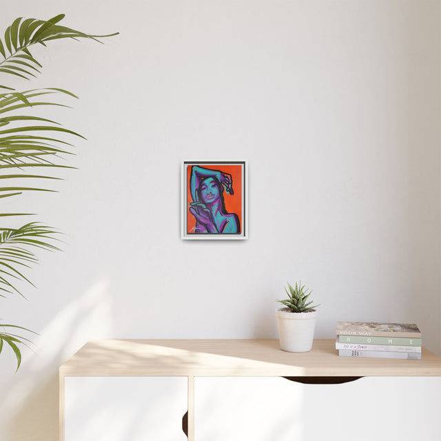 Neon Woman — Matte Canvas Print (Framed)