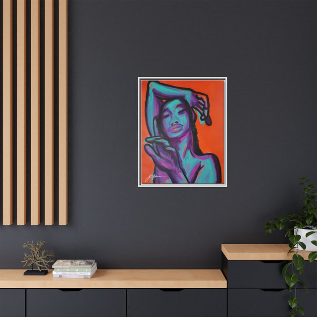 Neon Woman — Matte Canvas Print (Framed)