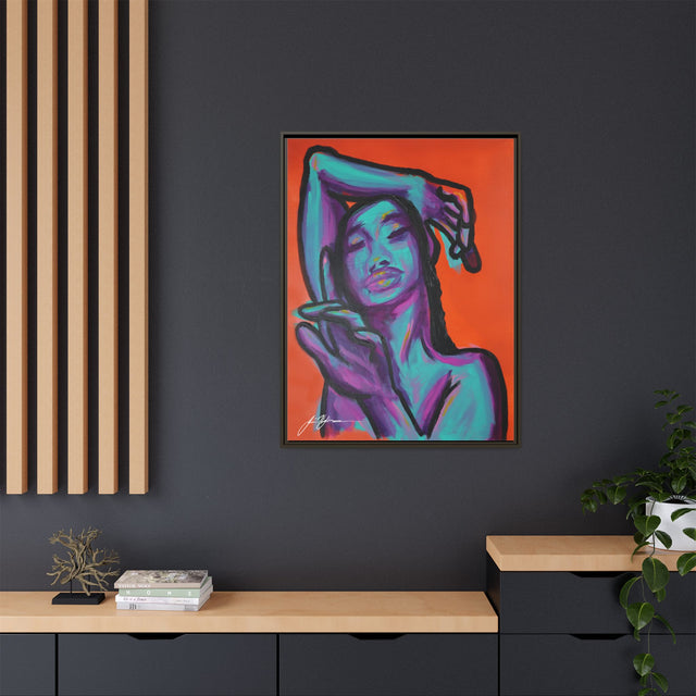 Neon Woman — Matte Canvas Print (Framed)