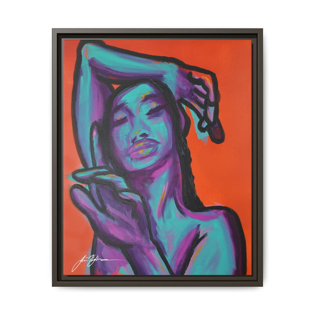 Neon Woman — Matte Canvas Print (Framed)