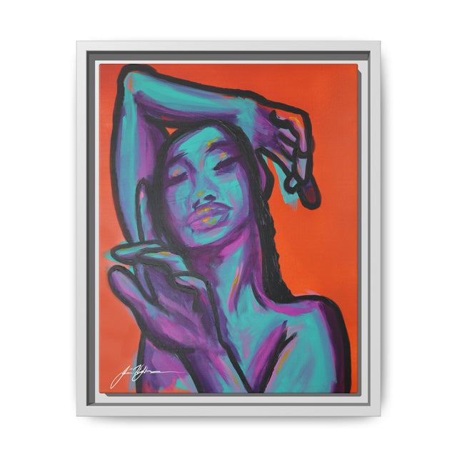 Neon Woman — Matte Canvas Print (Framed)