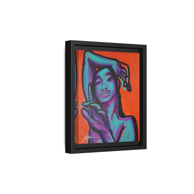 Neon Woman — Matte Canvas Print (Framed)