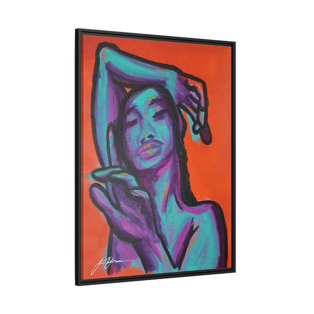 Neon Woman — Matte Canvas Print (Framed)