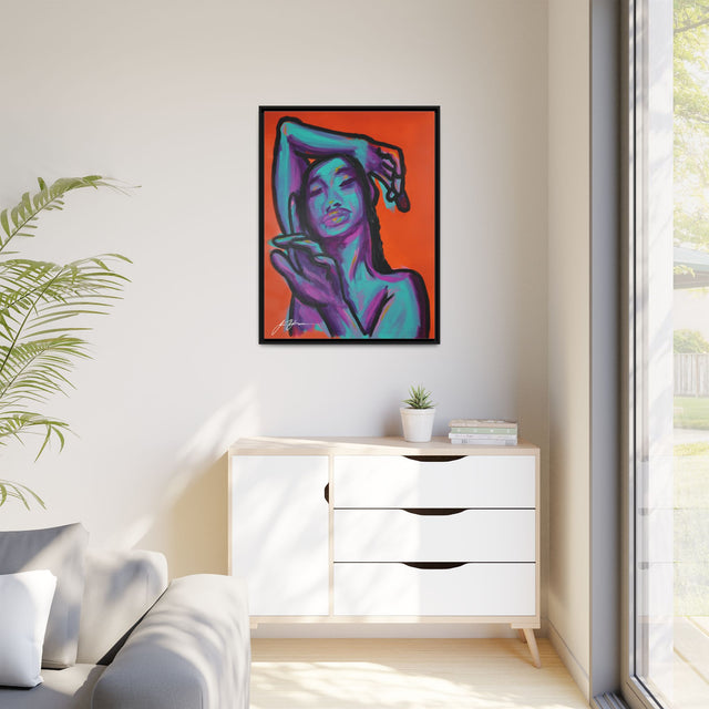 Neon Woman — Matte Canvas Print (Framed)