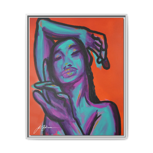 Neon Woman — Matte Canvas Print (Framed)
