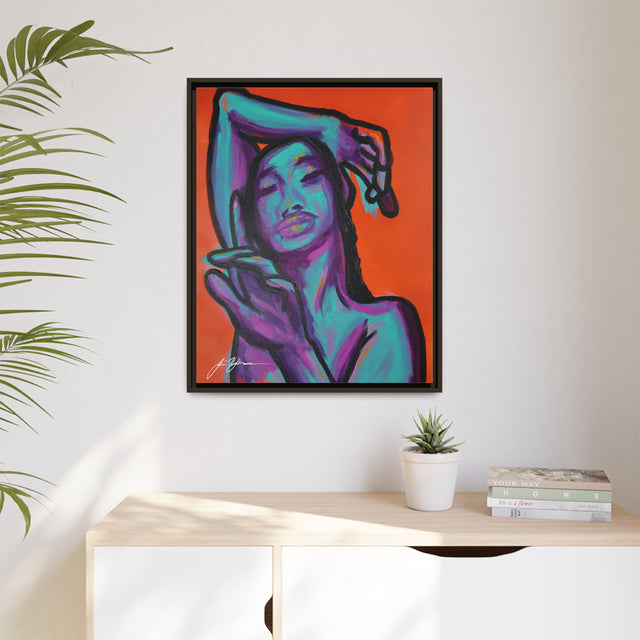 Neon Woman — Matte Canvas Print (Framed)
