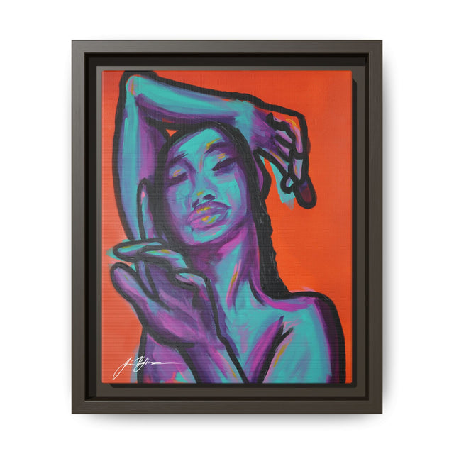 Neon Woman — Matte Canvas Print (Framed)