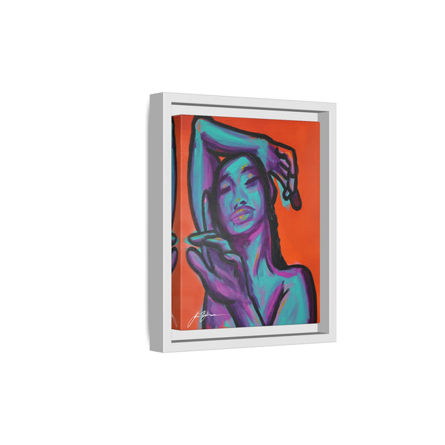Neon Woman — Matte Canvas Print (Framed)