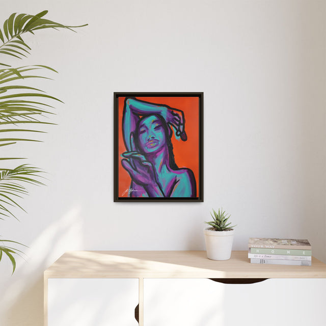 Neon Woman — Matte Canvas Print (Framed)