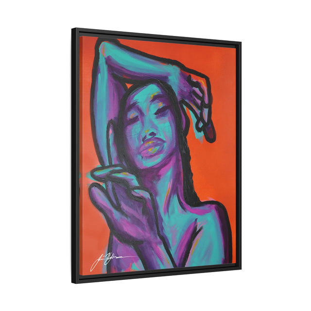 Neon Woman — Matte Canvas Print (Framed)