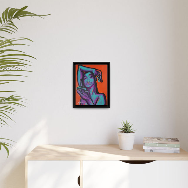 Neon Woman — Matte Canvas Print (Framed)