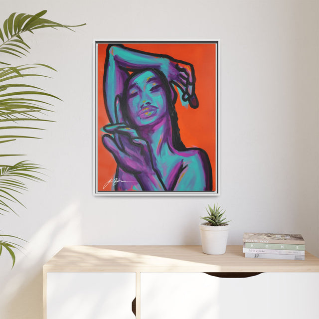 Neon Woman — Matte Canvas Print (Framed)