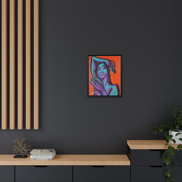 Neon Woman — Matte Canvas Print (Framed)