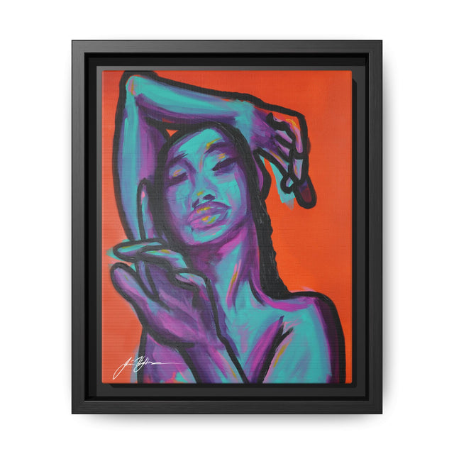 Neon Woman — Matte Canvas Print (Framed)