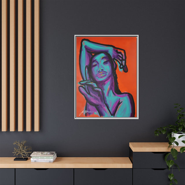 Neon Woman — Matte Canvas Print (Framed)