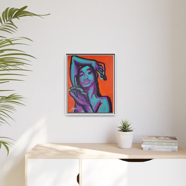 Neon Woman — Matte Canvas Print (Framed)