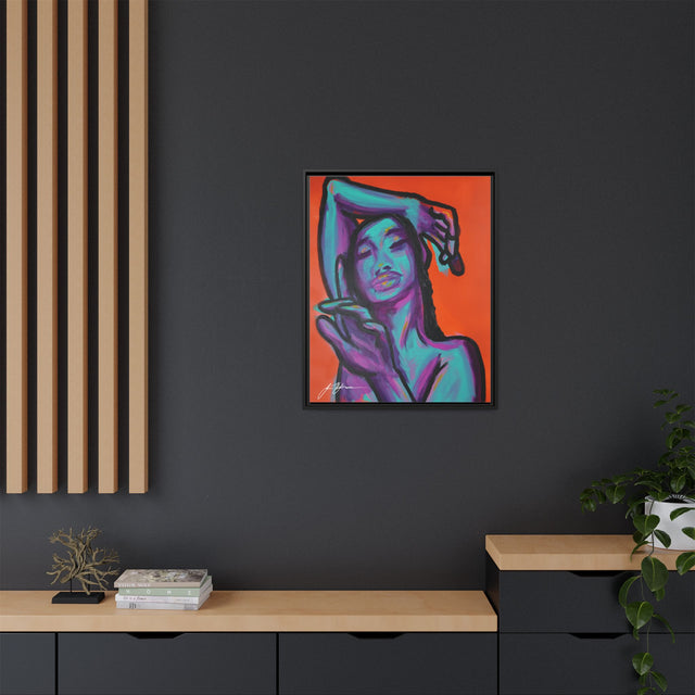 Neon Woman — Matte Canvas Print (Framed)