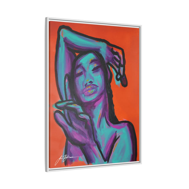 Neon Woman — Matte Canvas Print (Framed)