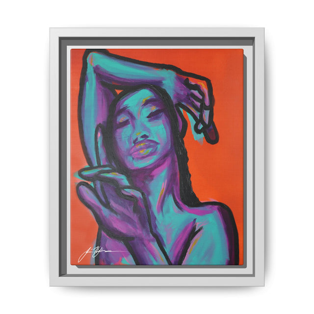 Neon Woman — Matte Canvas Print (Framed)