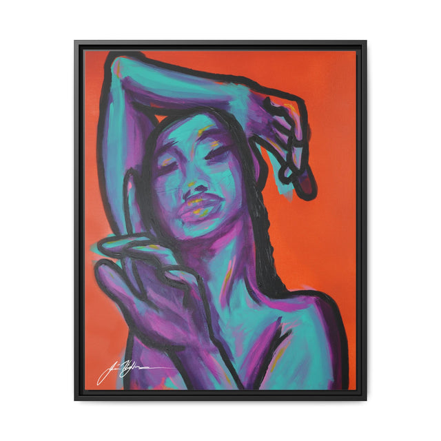 Neon Woman — Matte Canvas Print (Framed)