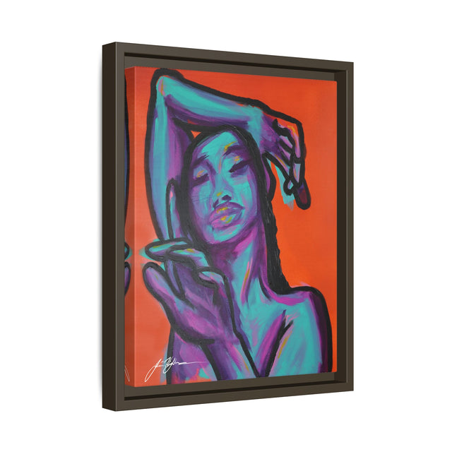 Neon Woman — Matte Canvas Print (Framed)