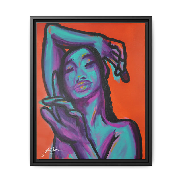 Neon Woman — Matte Canvas Print (Framed)