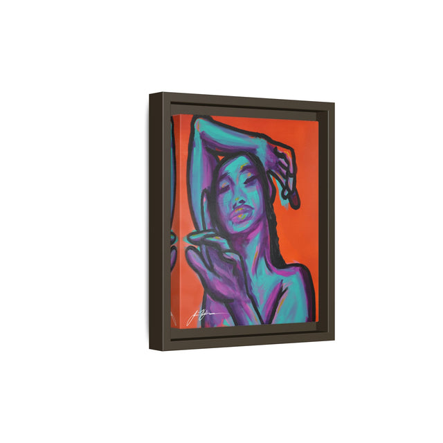 Neon Woman — Matte Canvas Print (Framed)