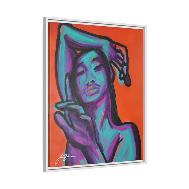 Neon Woman — Matte Canvas Print (Framed)