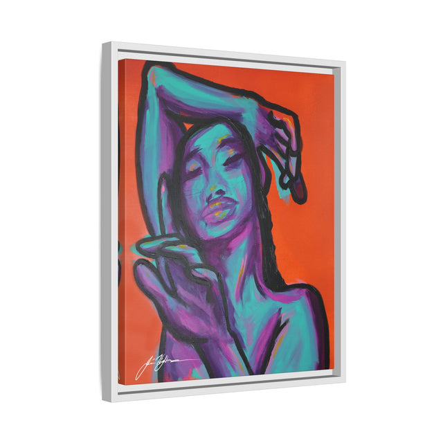 Neon Woman — Matte Canvas Print (Framed)