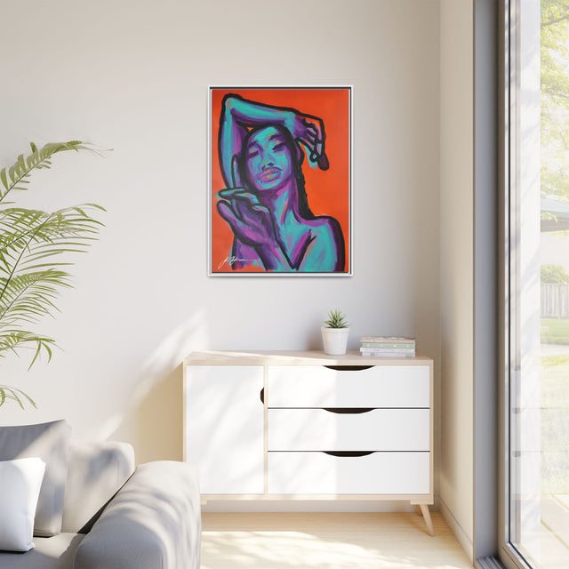 Neon Woman — Matte Canvas Print (Framed)