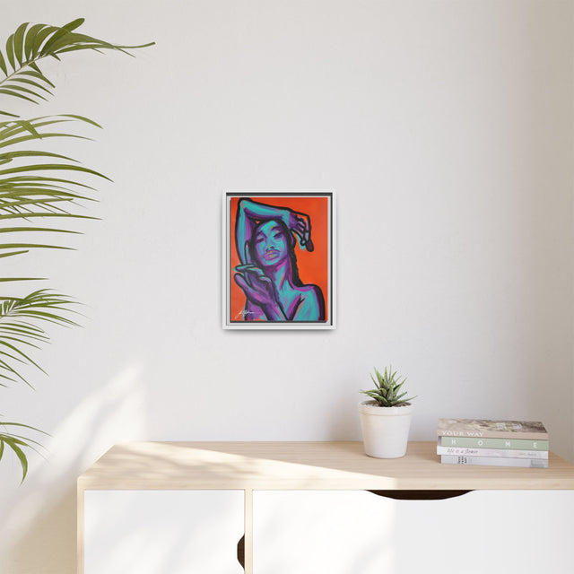Neon Woman — Matte Canvas Print (Framed)