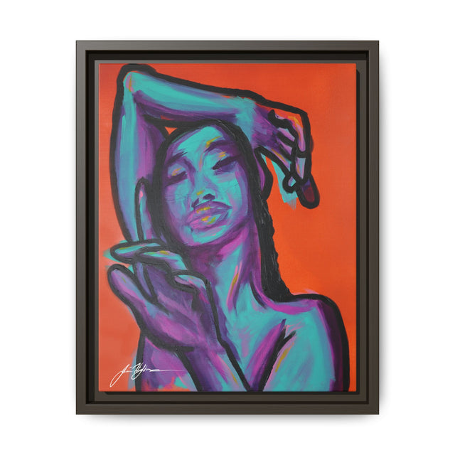 Neon Woman — Matte Canvas Print (Framed)