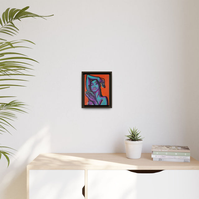 Neon Woman — Matte Canvas Print (Framed)