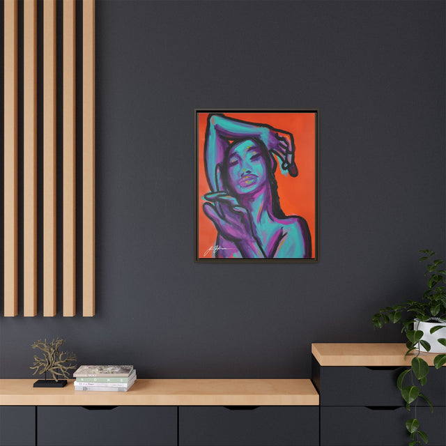 Neon Woman — Matte Canvas Print (Framed)