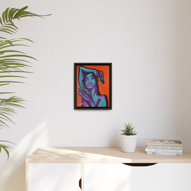 Neon Woman — Matte Canvas Print (Framed)